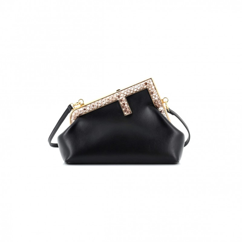 FENDI FIRST BAG LEATHER WITH PYTHON SMALL (26*18*9.5cm)