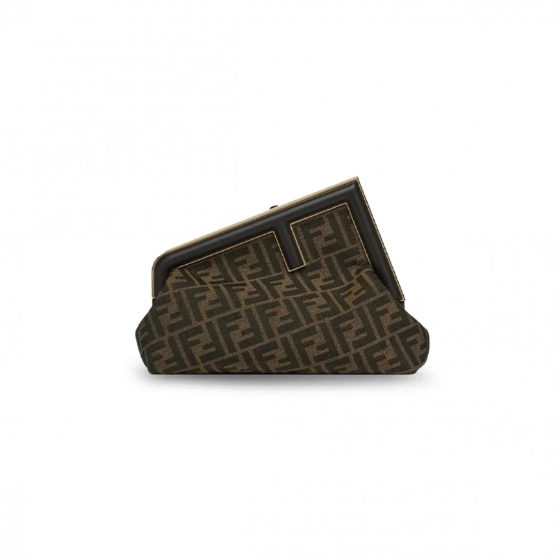 FENDI ZUCCA FIRST SMALL CLUTCH BROWN SHOULDER BAG 8BP137AOQBF1GL7 (32.5*23.5*15cm)