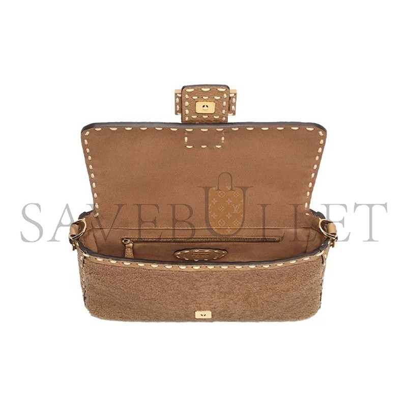 FENDI BAGUETTE MEDIUM SHEARLING SHOULDER BAG 8BR600AH96F1F7O (27*15*6cm)