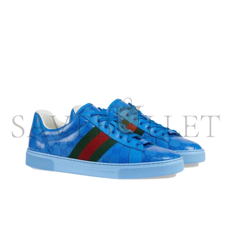 GUCCI ACE GG CRYSTAL CANVAS BLUE 760775 