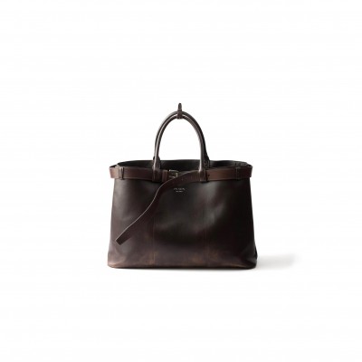 PRADA BUCKLE NAPPA LEATHER BAG WITH BELT 2VG126 (48*34*18cm)