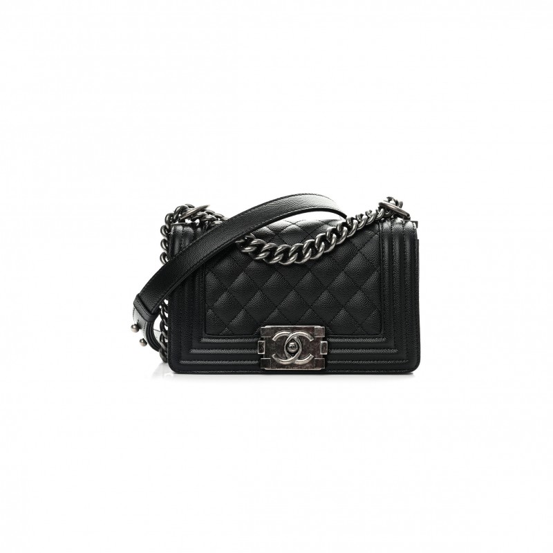 CHANEL CAVIAR SMALL QUILTED BOY FLAP BLACK A67085 Y83338 94305 (20*12*8cm)