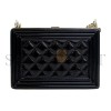 CHANEL PATENT BOY CLUTCH WITH CHAIN HANDBAG AP2870 B08500 94305 (11*7.5*2.5cm)