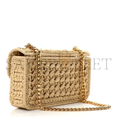 CELINE RAFFIA EFFECT CLAUDE CHAIN SHOULDER BAG NATURAL 112252ETU-02VG (20.5*11.5*4cm)