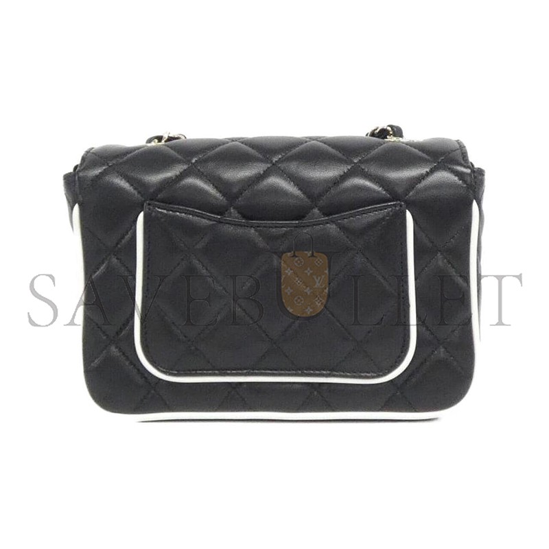 CHANEL BLACK AND WHITE FLAP SHEEPSKIN SHOULDER BAG AS5151 (15*12*3.5cm)