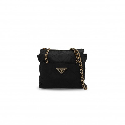 PRADA BLACK NYLON CHAIN CROSSBODY BAG 1BD647 (20.5*19.5*6cm) 