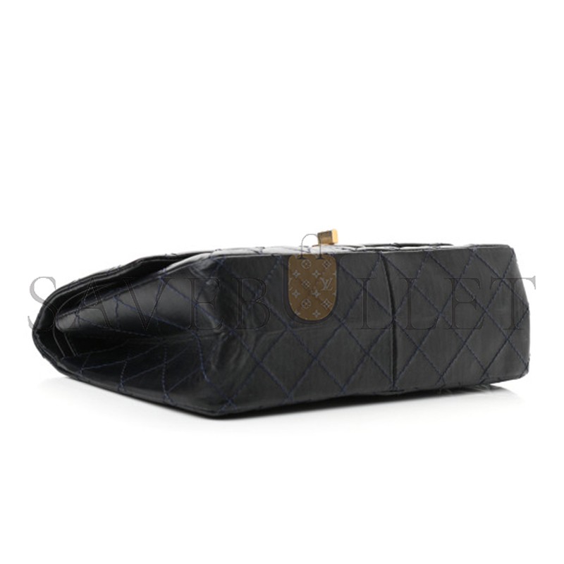 CHANEL AGED CALFSKIN 2.55 FLAP BLACK 1002148 (28*19*9cm)