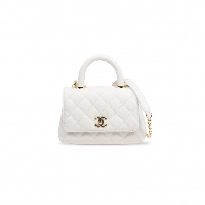 CHANEL QUILTED CAVIAR MINI COCO TOP HANDLE FLAP AS2215 (19*13*9cm)