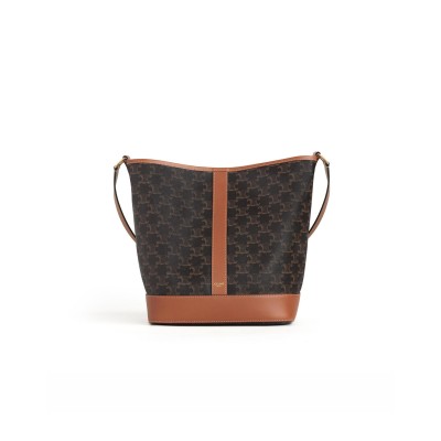 CELINE MEDIUM BUCKET IN TRIOMPHE CANVAS AND CALFSKIN 191132CAS.04LU (30*22*13)