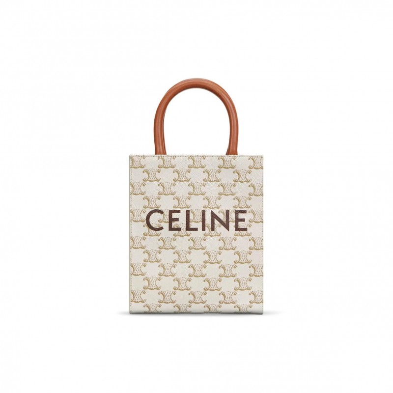 CELINE MINI TOTE IN CABAS TRIOMPHE PRINTS AND LEATHER 194372BZK.01BC (21*17*4cm)