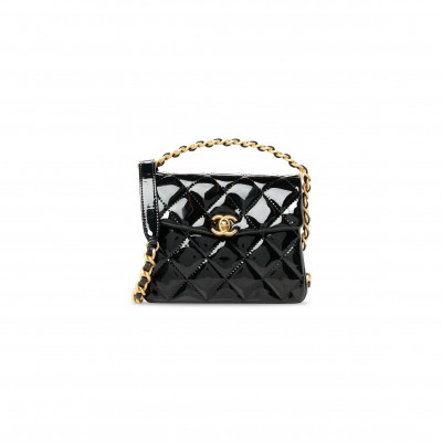 CHANEL MASTER PATENT QUILTED 31 RUE CAMBON MINI TOP HANDLE FLAP AS4472 (19*15*7cm)
