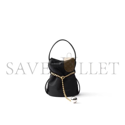 PRADA PETIT SAC NOIR RE-NYLON AND NAPPA LEATHER MINI BUCKET BAG 1BE088 (20*15*14cm) PRADA PETIT SAC NOIR RE-NYLON AND NAPPA LEATHER MINI BUCKET BAG 1BE088 (20*15*14cm)