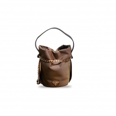 PRADA PETIT SAC NOIR RE-NYLON AND NAPPA LEATHER MINI BUCKET BAG 1BE088 (20*15*14cm) PRADA PETIT SAC NOIR RE-NYLON AND NAPPA LEATHER MINI BUCKET BAG 1BE088 (20*15*14cm)
