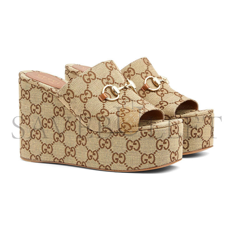 GUCCI WOMEN'S WEDGE SANDAL WITH HORSEBIT 816328 GUCCI WOMEN'S WEDGE SANDAL WITH HORSEBIT 816328