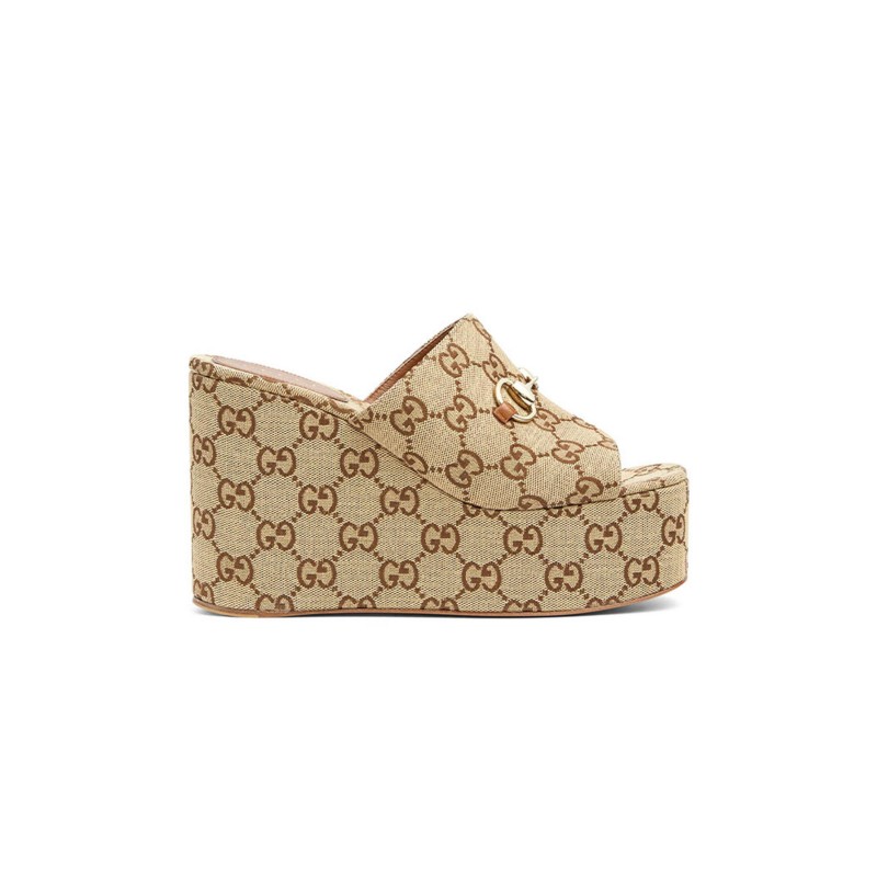 GUCCI WOMEN'S WEDGE SANDAL WITH HORSEBIT 816328 GUCCI WOMEN'S WEDGE SANDAL WITH HORSEBIT 816328
