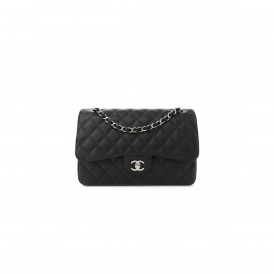 CHANEL MASTER CAVIAR QUILTED JUMBO DOUBLE FLAP BLACK 1633607 (30*20*10cm)