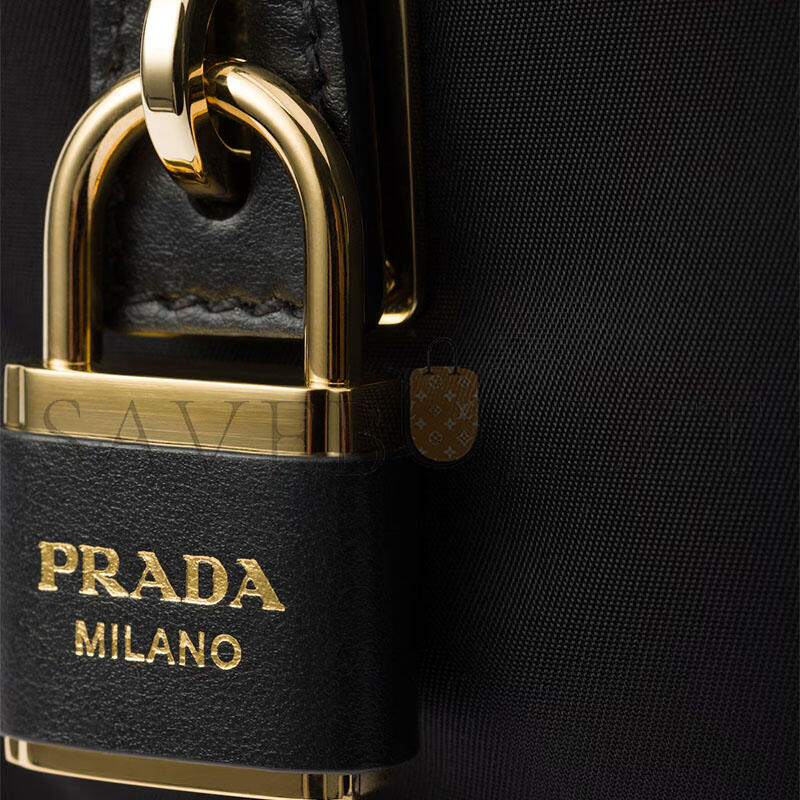 PRADA SMALL RE-NYLON AND LEATHER SHOULDER BAG 1BC234 (27*13*4cm) 