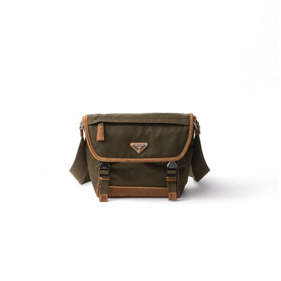 PRADA RE-NYLON AND SUEDE SHOULDER BAG 2VD066 (20*19*10cm)