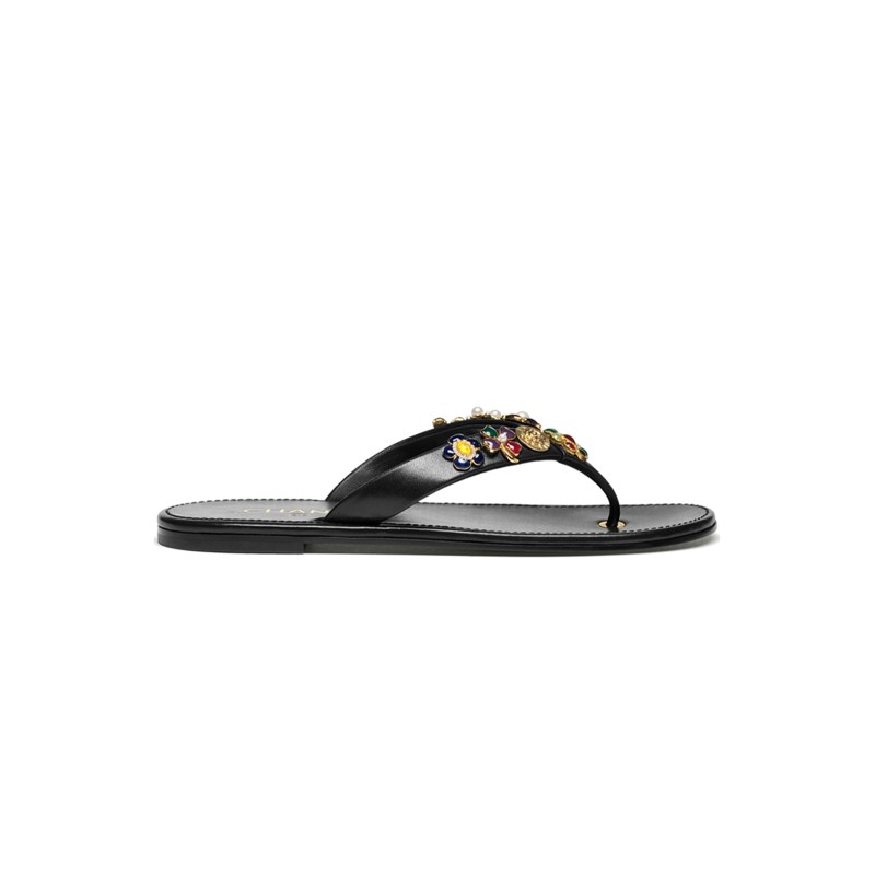 CHANEL THONGS LAMBSKIN & METAL BLACK G46304 CHANEL THONGS LAMBSKIN & METAL BLACK G46304