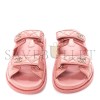 CHANEL LAMBSKIN QUILTED VELCRO DAD CHAIN CC SLIDE SANDALS 