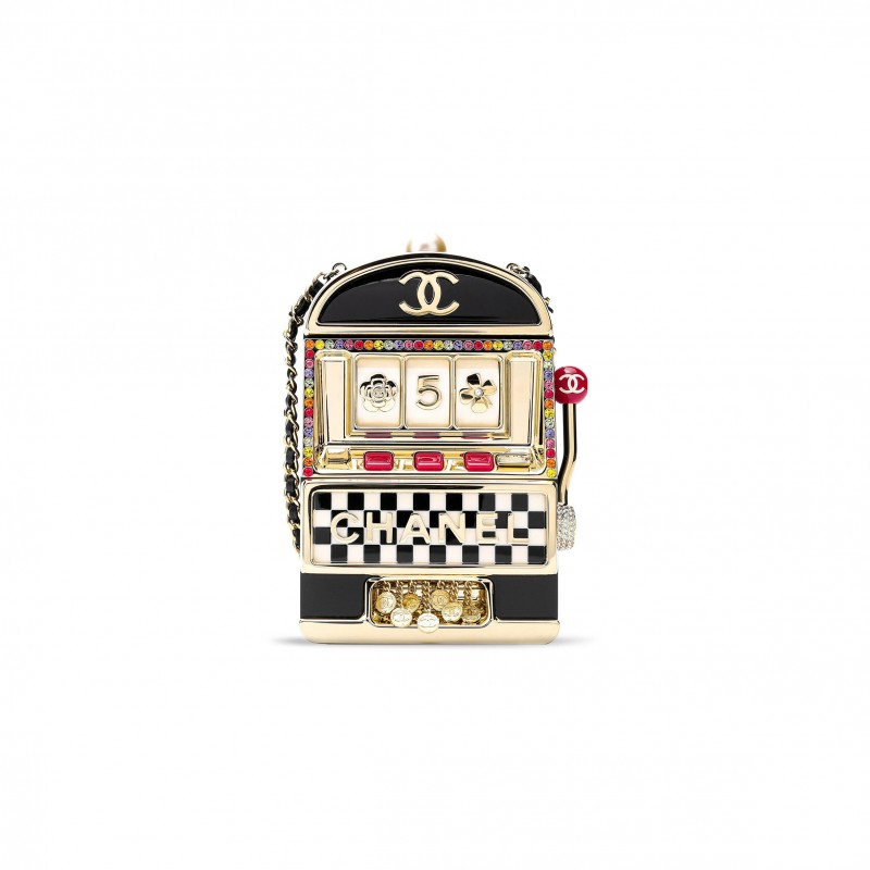 CHANEL MASTER CASINO MONACO SLOT MACHINE MINAUDIERE WITH GOLD HARDWARE AS3715 (16*9*4cm)
