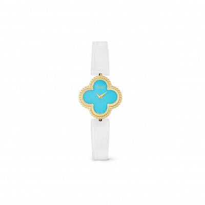 VAN CLEEF ARPELS SWEET ALHAMBRA WATCH18K YELLOW GOLD, DIAMOND, TURQUOISE VCARPBEH00