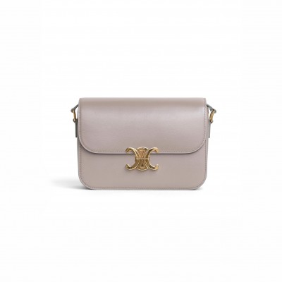 CELINE MEDIUM TEEN TRIOMPHE BAG IN SHINY CALFSKIN 187363BF4.10BL (22.5*16.5*7.5cm)