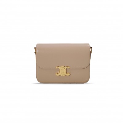 CELINE MEDIUM TEEN TRIOMPHE BAG IN BOX LEATHER AND SHEEPSKIN 187363BF4.07DC (22.5*16.5*7.5cm)