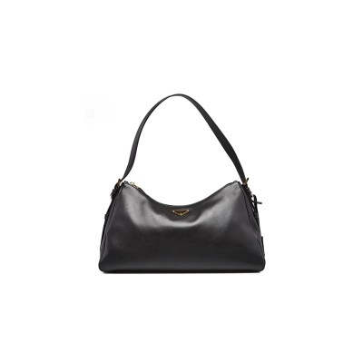 PRADA BLACK SOFT GRAIN CALFSKIN LEATHER LARGE AIMEE SHOULDER BAG 1BC228 (39*23*12cm) PRADA BLACK SOFT GRAIN CALFSKIN LEATHER LARGE AIMEE SHOULDER BAG 1BC228 (39*23*12cm)