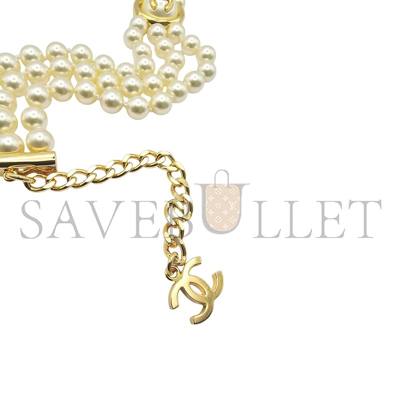 CHANEL CC FAUX PEARL GOLD CHOKER ABE253