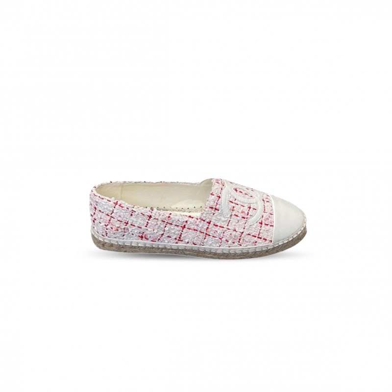 CHANEL WOMEN’S ESPADRILLES THICK SOLE 2023 NEW GRASS KNITTED LEATHER SHOES 