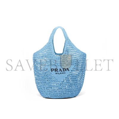 PRADA TRIANGLE LOGO BUCKET TOTE RAFFIA BLUE 1BG424 (53*40cm) PRADA TRIANGLE LOGO BUCKET TOTE RAFFIA BLUE 1BG424 (53*40cm)