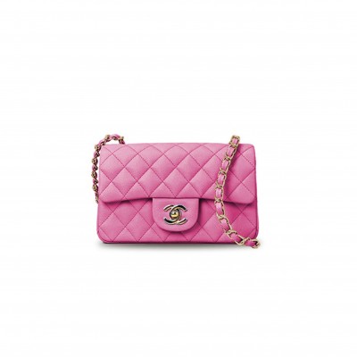 CHANEL CAVIAR QUILTED MINI DOUBLE FLAP PINK AS1116 (20*12*6cm)