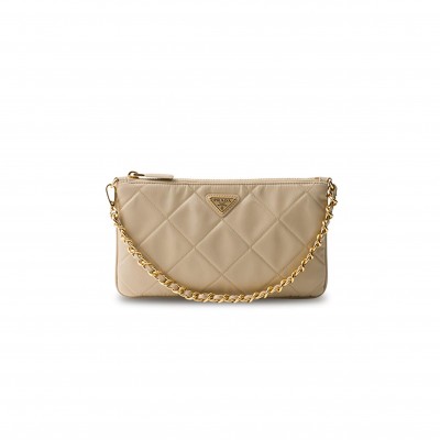 PRADA DESERT BEIGE RE-EDITION 1995 CHAÎNE RE-NYLON POUCH 1Nl054 (24.5*14cm)