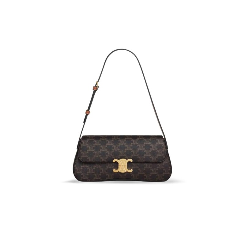 CELINE MEDIUM TEEN CELINE LOLA IN TRIOMPHE CANVAS AND CALFSKIN 115533FN1.04LU (28*12*5cm)