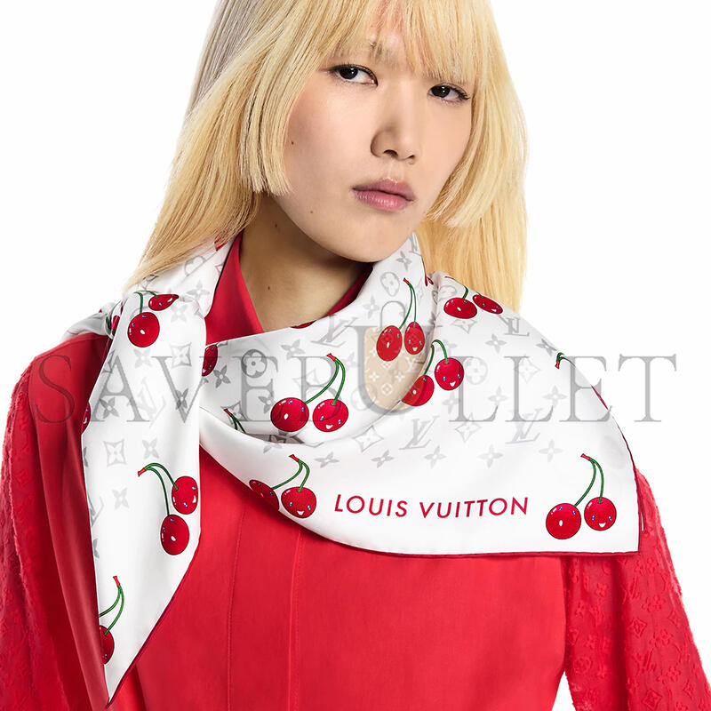 LOUIS VUITTON SCARF MURAKAMI LV X TM MONOGRAM CERISE SQUARE 90 M94966 (90*90cm) LOUIS VUITTON SCARF MURAKAMI LV X TM MONOGRAM CERISE SQUARE 90 M94966 (90*90cm)