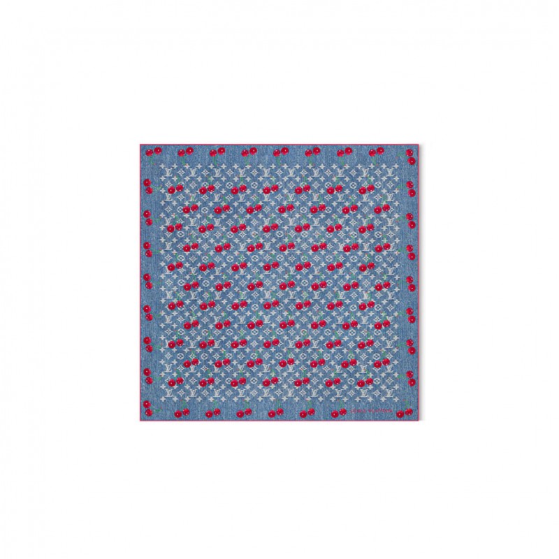 LOUIS VUITTON SCARF MURAKAMI LV X TM DENIM CERISE SQUARE 90 M96389 (90*90cm) LOUIS VUITTON SCARF MURAKAMI LV X TM DENIM CERISE SQUARE 90 M96389 (90*90cm)