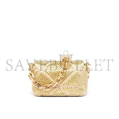 PRADA MINI CRYSTAL EMBELLISHED TRIANGLE LOGO SHOULDER BAG IN GOLD 1BD329 (17*11.5*6cm) PRADA MINI CRYSTAL EMBELLISHED TRIANGLE LOGO SHOULDER BAG IN GOLD 1BD329 (17*11.5*6cm)