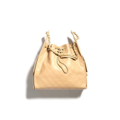 CHANEL 25 MEDIUM HANDBAG GRAINED CALFSKIN & GOLD-TONE METAL DARK BEIGE AS5311 (40*30*15cm)