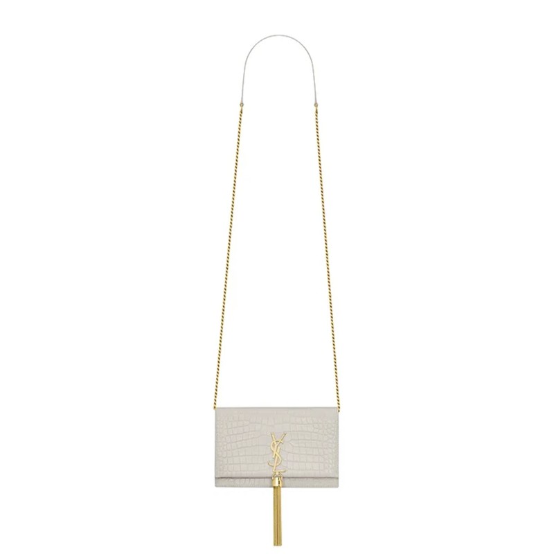 YSL KATE MONOGRAM TASSEL CHAIN WALLET IN CALFSKIN CROCODILE EMBOSSED 452159DND1J9207 (19*12.5*4cm)