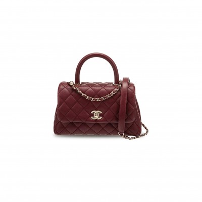CHANEL MINI COCO HANDLE BAG CLARET A92990 (23*14*9cm) CHANEL MINI COCO HANDLE BAG CLARET A92990 (23*14*9cm)