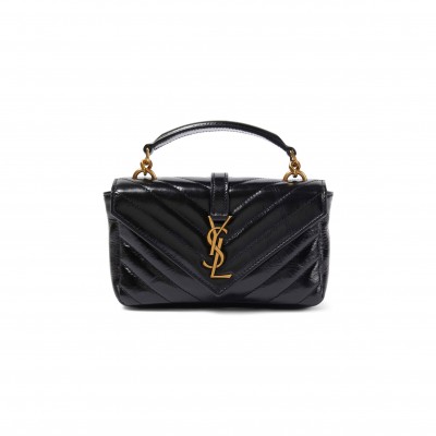 YSL COLLEGE MINI CHAIN BAG IN  OIL WAX LEATHER 779430 (20*13*3cm)
