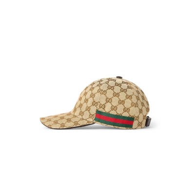 GUCCI HAT ORIGINAL GG CANVAS BASEBALL HAT WITH WEB 200035
