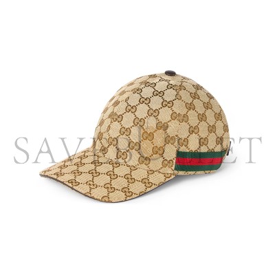 GUCCI HAT ORIGINAL GG CANVAS BASEBALL HAT WITH WEB 200035