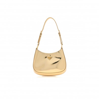 PRADA SPAZZOLATO CLEO ADJUSTABLE STRAP SHOULDER BAG PLATINO 1BC169 (22*18.5*4.5cm) 