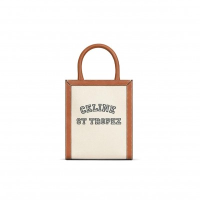 CELINE MINI TOTE IN CABAS TRIOMPHE CANVAS AND CALFSKIN 193302DHW.02NT (21*17*4cm)