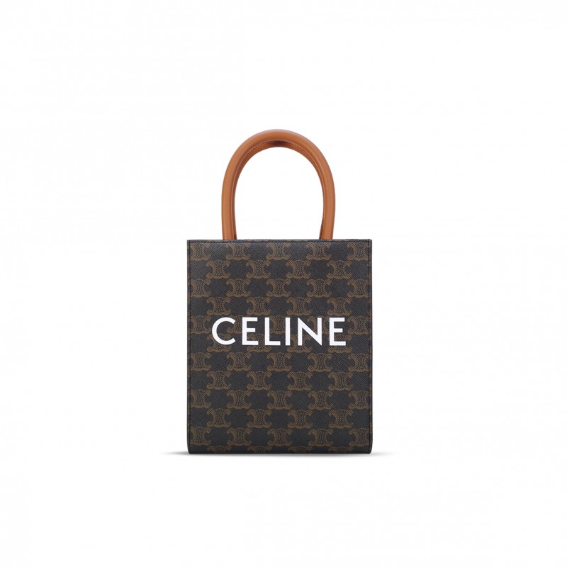 CELINE MINI TOTE IN CABAS TRIOMPHE PRINTS AND LEATHER 194372BZK.27EQ (21*17*4cm)