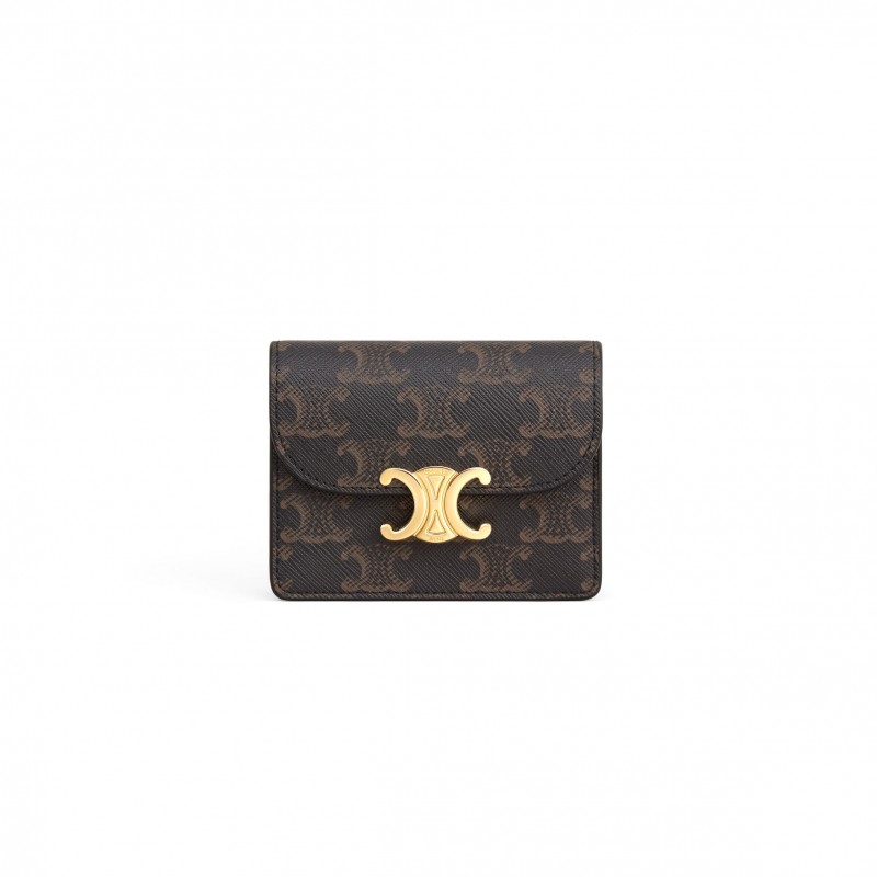 CELINE BUSINESS CARD HOLDER TRIOMPHE IN TRIOMPHE CANVAS AND LAMBSKIN 10N062DB7.04LU (10.5*8.5*3cm) CELINE BUSINESS CARD HOLDER TRIOMPHE IN TRIOMPHE CANVAS AND LAMBSKIN 10N062DB7.04LU (10.5*8.5*3cm)