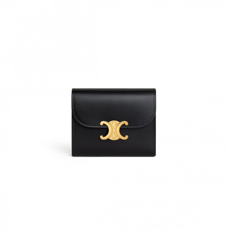 CELINE SMALL FLAP WALLET TRIOMPHE IN SHINY CALFSKIN 10D783DPV.38NO (10.5*8.5*4cm)