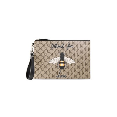 GUCCI BESTIARY GG SUPREME BEE PRINT POUCH 473904 (30.5*21*1.5cm)